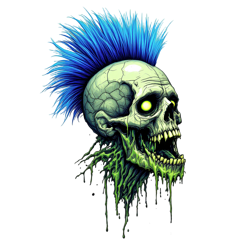 Neon Decay Mohawk Skull — Graphic